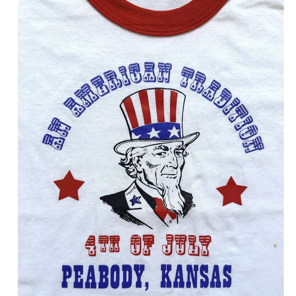 Uncle Sam July 4 TShirt Peabody Ks Small Town America 80s Screen Stars 31" Chest
